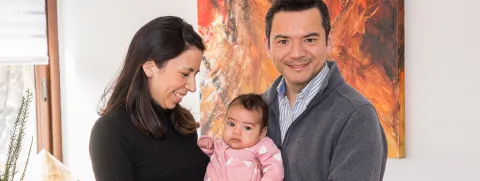 Jorge Andulce con su mujer y su bebé. Donación de órganos, Clínica Santa María